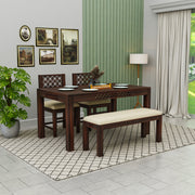 Solid Wood  Dining Table 4 Seater with Chairs & Bench for Home