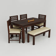 Solid Wood Dining Table 6 Seater with Bench for Kitchen &  Home