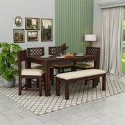 Solid Wood Dining Table 6 Seater with Bench for Kitchen &  Home
