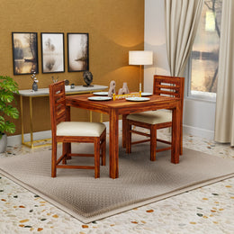 Solid Wood Dining Table 2 Seater for Dining Room in Honey Finish