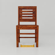 Solid Wood Dining Table 6 Seater with Chairs for Home In Walnut Finish