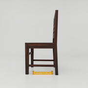 Solid Wood Dining Table 6 Seater with Chairs for Home In Walnut Finish