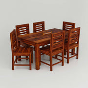 Solid Wood Dining Table 6 Seater with Cushioned Chair for Dining Room