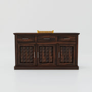 Wooden Diamond Sideboard Cabinet for Living Room with Drawers (Natural Finish)