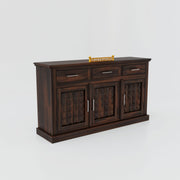 Wooden Diamond Sideboard Cabinet for Living Room with Drawers (Natural Finish)