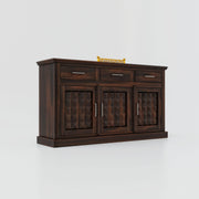 Wooden Diamond Sideboard Cabinet for Living Room with Drawers (Natural Finish)