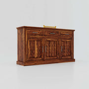 Wooden Diamond Sideboard Cabinet for Living Room with Drawers (Natural Finish)