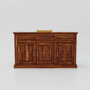 Wooden Diamond Sideboard Cabinet for Living Room with Drawers (Natural Finish)