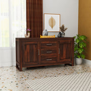 Wooden Sideboard Cabinet with Drawers for Living Room in Natural Finish