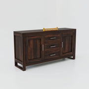 Wooden Sideboard Cabinet with Drawers for Living Room in Natural Finish