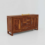 Wooden Sideboard Cabinet with Drawers for Living Room in Natural Finish