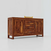 Wooden Sideboard Cabinet with Drawers for Living Room in Natural Finish