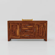 Wooden Sideboard Cabinet with Drawers for Living Room in Natural Finish