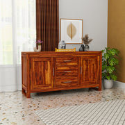 Wooden Sideboard Cabinet with Drawers for Living Room in Natural Finish