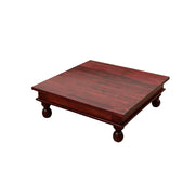 Solid Wood Pooja Chowki in Mahogany Finish