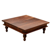 Solid Wood Pooja Chowki in Teak Finish