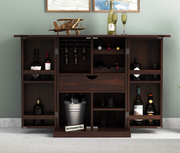 Wooden Bar Cabinet for Living Room & Home with Doors in Walnut Finish