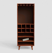 Solid Wood Bar Cabinet for Home & Living Room Wine Rack (Honey Finish)