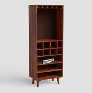Solid Wood Bar Cabinet for Home & Living Room Wine Rack (Honey Finish)