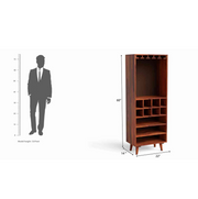 Solid Wood Bar Cabinet for Home & Living Room Wine Rack (Honey Finish)