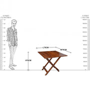 Solid Wood Folding Coffee Table for Home & Outdoor in Teak Finish
