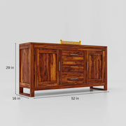 Wooden Sideboard Cabinet with Drawers for Living Room in Natural Finish