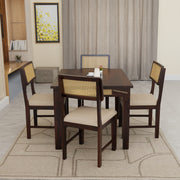 Premium Sheesham Wood 4-Seater Dining Set with Cane Chairs