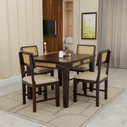 Premium Sheesham Wood 4-Seater Dining Set with Cane Chairs