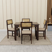 Premium Sheesham Wood 4-Seater Dining Set with Cane Chairs