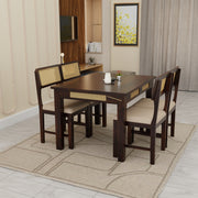 Premium Sheesham Wood 4-Seater Dining Set with Cane Chairs