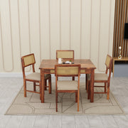 Premium Sheesham Wood 4-Seater Dining Set with Cane Chairs