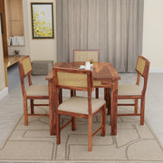 Premium Sheesham Wood 4-Seater Dining Set with Cane Chairs