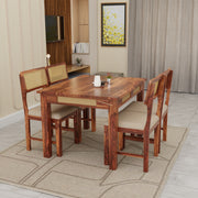 Premium Sheesham Wood 4-Seater Dining Set with Cane Chairs