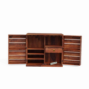 Solid Sheesham Wood Bar Cabinet for Living Room & Kitchen (Honey Finish)