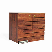 Solid Sheesham Wood Bar Cabinet for Living Room & Kitchen (Honey Finish)