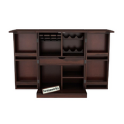 Wooden Diamond Bar Cabinet with Drawer for Living Room & Home (Walnut Finish)