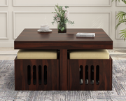 Solid Wood Coffee Table With 4 Stool for Living Room