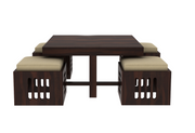 Solid Wood Coffee Table With 4 Stool for Living Room