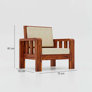 Wooden 5 Seater Sofa Set for Living Room in Honey Finish