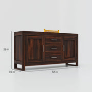 Wooden Sideboard Cabinet with Drawers for Living Room in Natural Finish