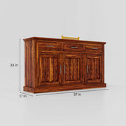 Wooden Diamond Sideboard Cabinet for Living Room with Drawers (Natural Finish)