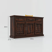 Wooden Diamond Sideboard Cabinet for Living Room with Drawers (Natural Finish)