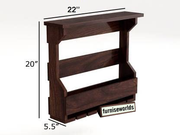 Wooden Hanging Wine Rack Bar with Glass Holder for Living Room (Walnut Finish)