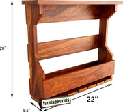 Solid Wood Wall Mounted Wine Rack Bar with Glass Holder for Home
