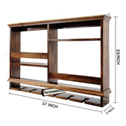 Wooden Wine Rack with Wall Mounted Glass Holder for Bar Furniture