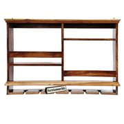 Wooden Wine Rack with Wall Mounted Glass Holder for Bar Furniture