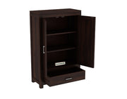 Wooden Bookshelves for Living Room with Drawer Storage (Walnut Finish)