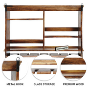 Wooden Wine Rack with Wall Mounted Glass Holder for Bar Furniture