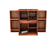Wooden Diamond Bar Cabinet with Drawer for Living Room & Home (Honey Finish)