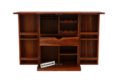 Wooden Bar Cabinet for Home with Doors (Honey Finish)
